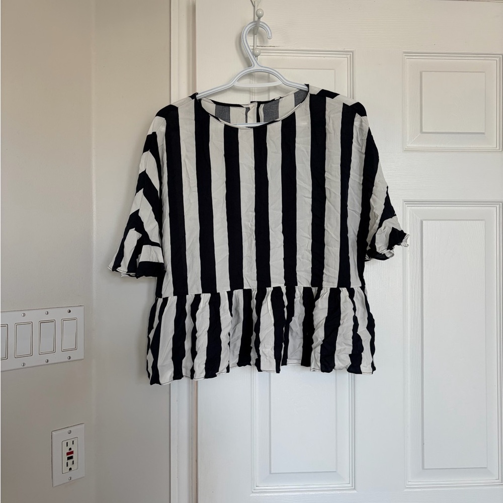 Zara Peplum Striped Blouse